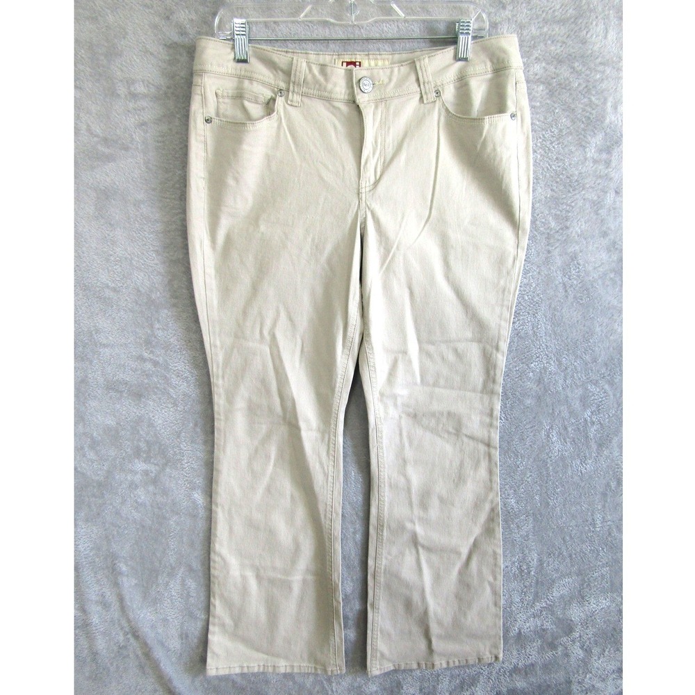 LEI Sophia Hipster Flare Khaki Tan Pants Womens Size 13 Regular Y2K Retro